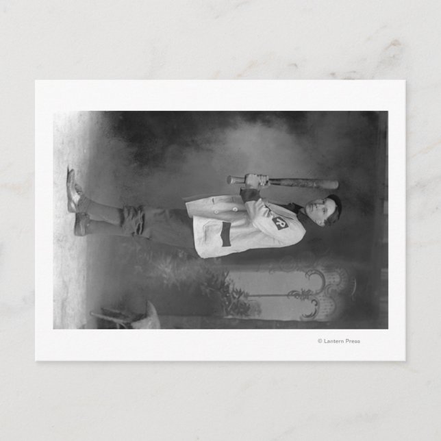 Cartão Postal Retrato do jogador de beisebol segurando o batente (Frente)