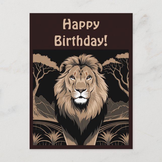 Cartão Postal Retrato do Leão Vintage (Frente)
