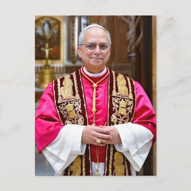 Cartão Postal Retrato do Papa Leão XIV (Frente)