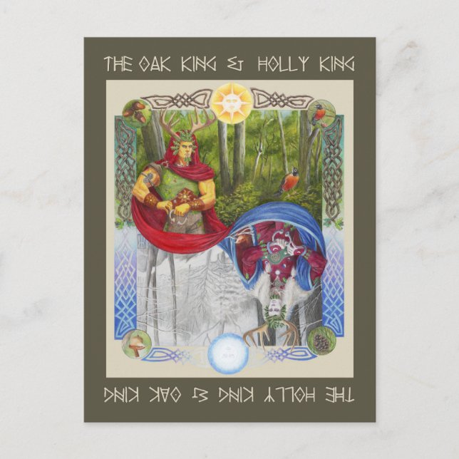 Cartão Postal Retrato dobro do rei do carvalho e do rei do (Frente)