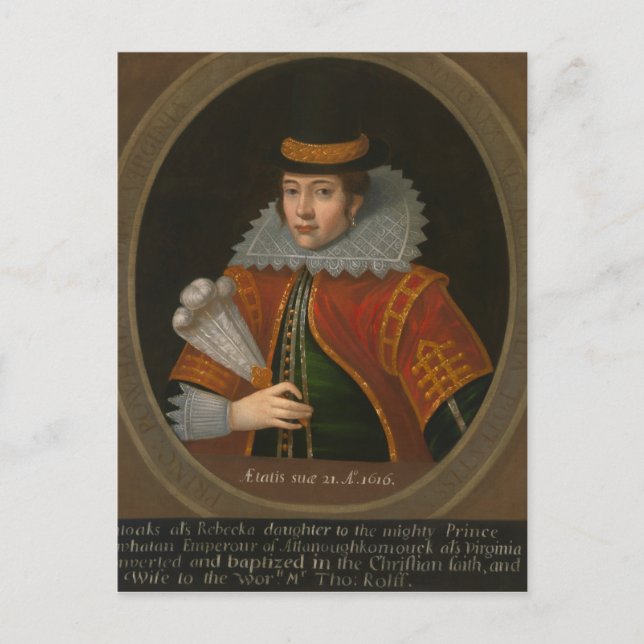 Cartão Postal Retrato dos Pocahontas Verdadeiros na Europa (Frente)