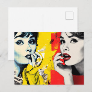Cartão Postal Retrato duplo em arte pop