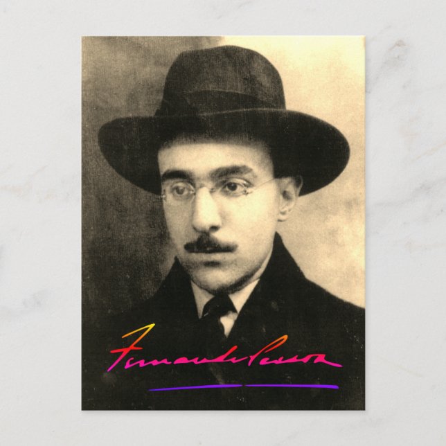 Cartão Postal Retrato e Assinatura de Fernando Pessoa (Frente)