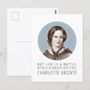 Cartão Postal Retrato e Citação de Charlotte Bronte