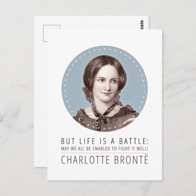 Cartão Postal Retrato e Citação de Charlotte Bronte (Frente/Verso)