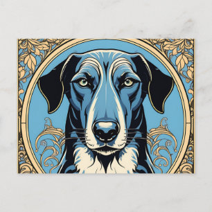 Cartão Postal Retrato elegante Greyhound Art Nouveau