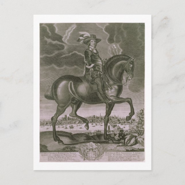Cartão Postal Retrato Equestre de Oliver Cromwell (1599-1658) (Frente)