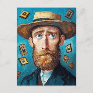Cartão Postal Retrato Expressivo Homem com Manteiga no Estilo Va