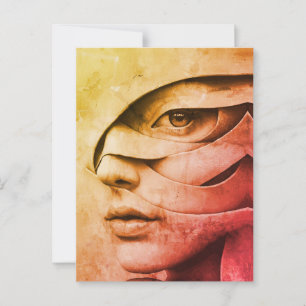 Cartão Postal Retrato Feminino Abstrato Contemporâneo