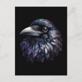 Cartão Postal Retrato majestoso de Raven - raven, pássaro, vida