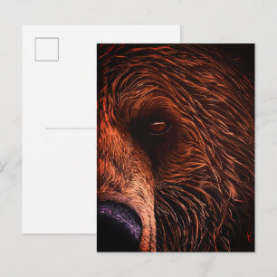 Cartão Postal Retrato Majestoso de Urso – Arte de Animal Selvage