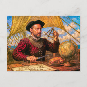 Cartão Postal Retrato Marítimo de Sir Francis Drake