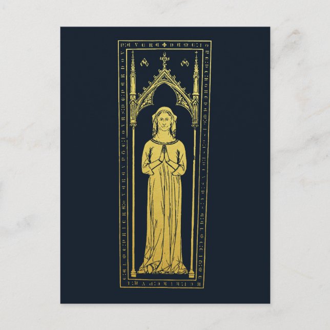 Cartão Postal Retrato medieval inglês 1300 Lady Joan Cobham (Frente)