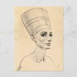 Cartão Postal Retrato Nefertiti desenhando Papiro Antigo Egito