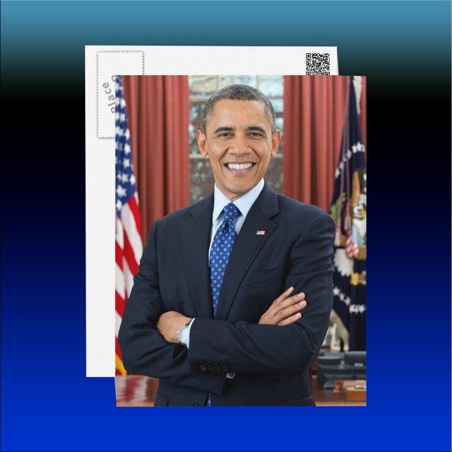 Cartão Postal retrato oficial do segundo mandato do presidente B (President Barack Obama 2nd Term Official portrait Postcard)