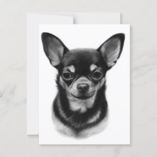 Cartão Postal Retrato Pintado à Mão de Chihuahua Pet