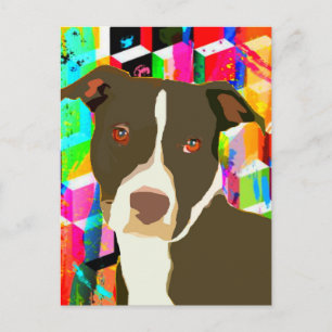 Cartão Postal Retrato Pitbull Pop Art