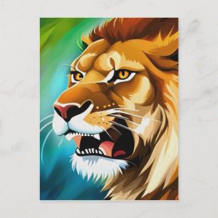 Cartão Postal Retrato Posicionado Do Lion De Raiva-57566