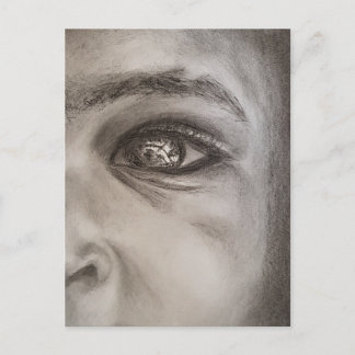 Cartão Postal Retrato preto e branco de meia face, Elegante dram