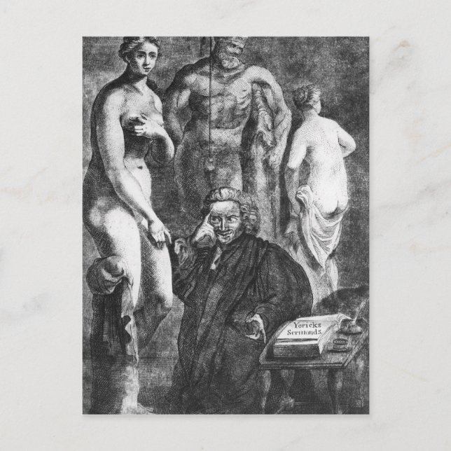 Cartão Postal Retrato satírico de Laurence Sterne, c.1761 (Frente)