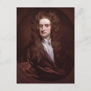 Cartão Postal Retrato Sir Isaac Newton por Sir Godfrey Kneller