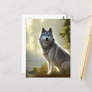 Cartão Postal Retrato Timber Wolf Wildlife