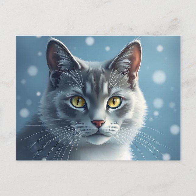 Cartão Postal Retrato Tranquilo do Azul Russo com Azuis Suaves (Frente)