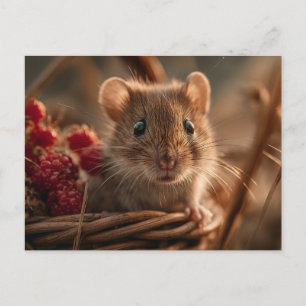 Cartão Postal Retrato ultra aproximado de um adorável rato selva