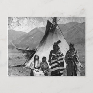 Cartão Postal Retrato Vintage Indiano Nativo Americano