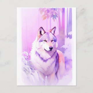 Cartão Postal Retrato Wolf Watercolor 2