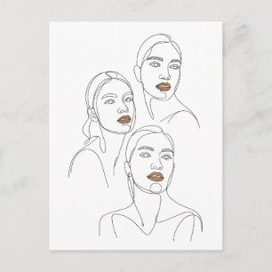 Cartão Postal Retratos de Mulheres em Linhas Minimalistas