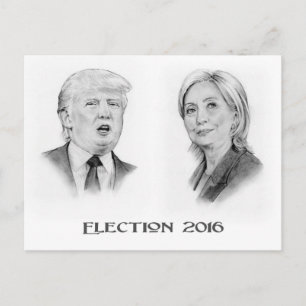 Cartão Postal Retratos de Trump e Lápis Hillary, Eleição 2016