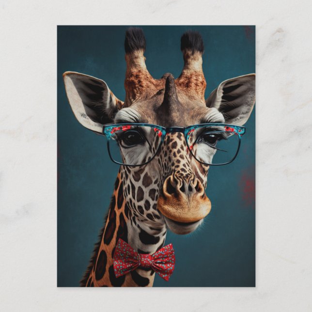 Cartão Postal Retratos engraçados de animais Hipster Girafa Funk (Frente)