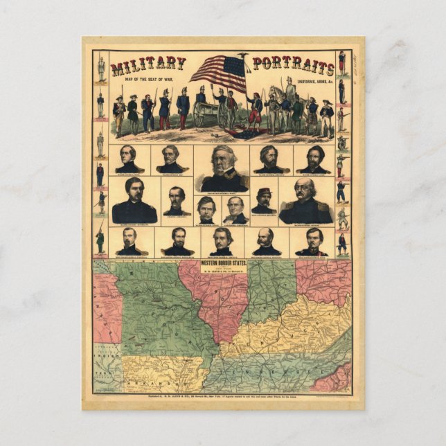 Cartão Postal Retratos Militares da Fronteira da Guerra Civil de (Frente)