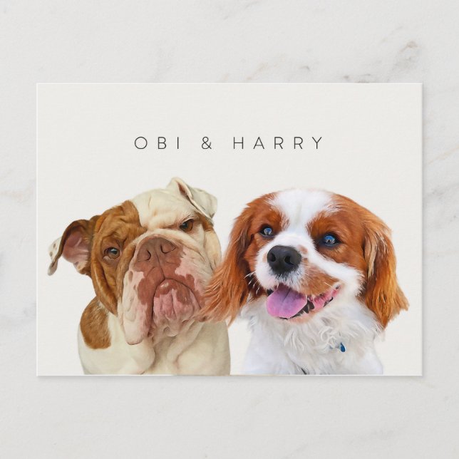 Cartão Postal Retratos personalizados para animais de estimação (Frente)