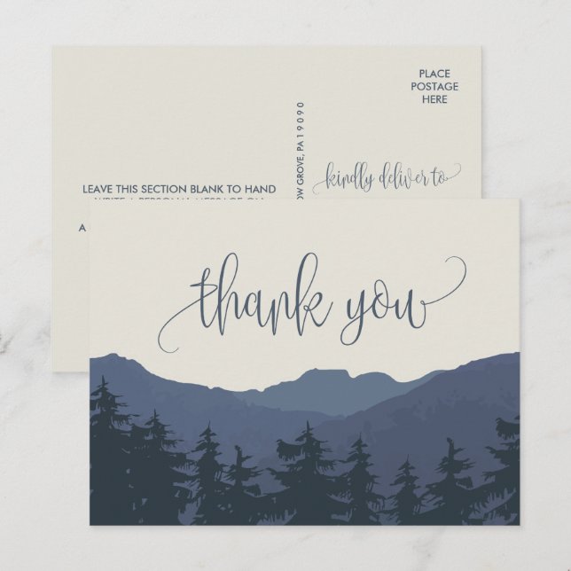 Cartão Postal Retreça às montanhas Obrigado (Frente/Verso)