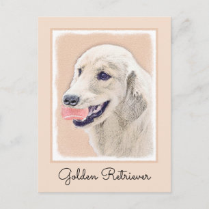 Cartão Postal Retriever ouro com pintura de cachorro Tênis