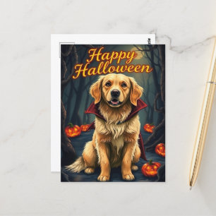 Cartão Postal Retriever ouro no Cachorro Corajoso do Chapéu das