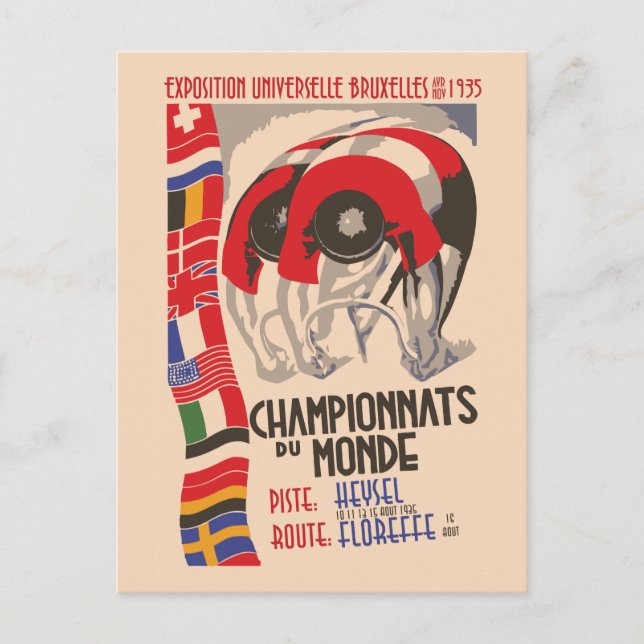 Cartão Postal Retro 1930 art deco design cicloing (Frente)