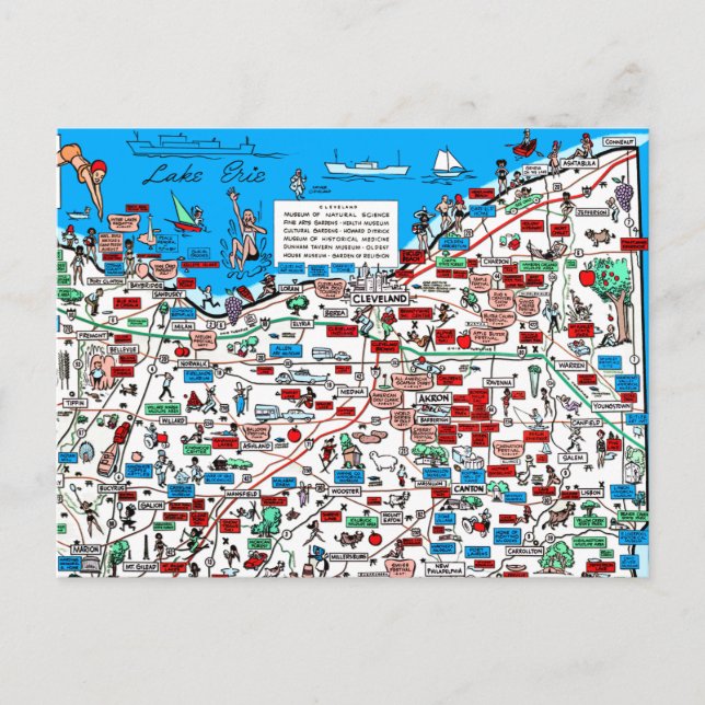 Cartão Postal Retro 1966 Cleveland, carta do Ohio (Frente)
