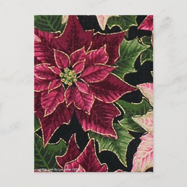 Cartão Postal Retro 50s Poinsettia Burgundy Pink (Frente)