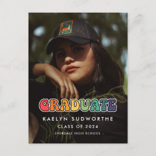 Cartão Postal Retro 60 anos hippie — anúncio de fotos da graduaç