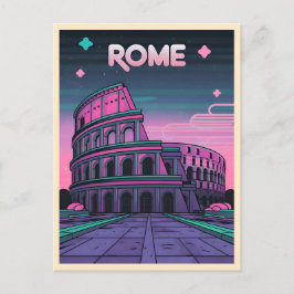 Cartão Postal Retro 80s Neon Synthwave Colosseum Roma
