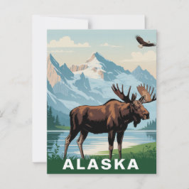 Cartão Postal Retro Alasca Moose Mountain