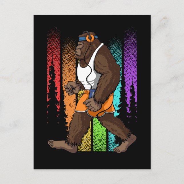 Cartão Postal Retro Andando Pé-Grande Estranho (Frente)