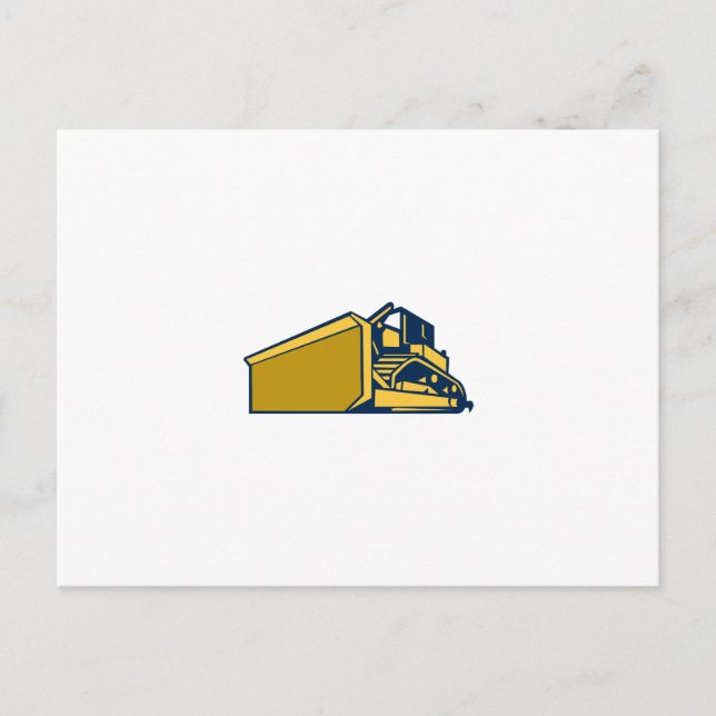 Cartão Postal Retro Ângulo Baixo do Bulldozer (Frente)