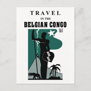 Cartão Postal Retro anos 30 estilo africano viagem belga Congo