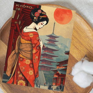 Cartão postal retrô antigo de Kyōto 京都 Japão geish