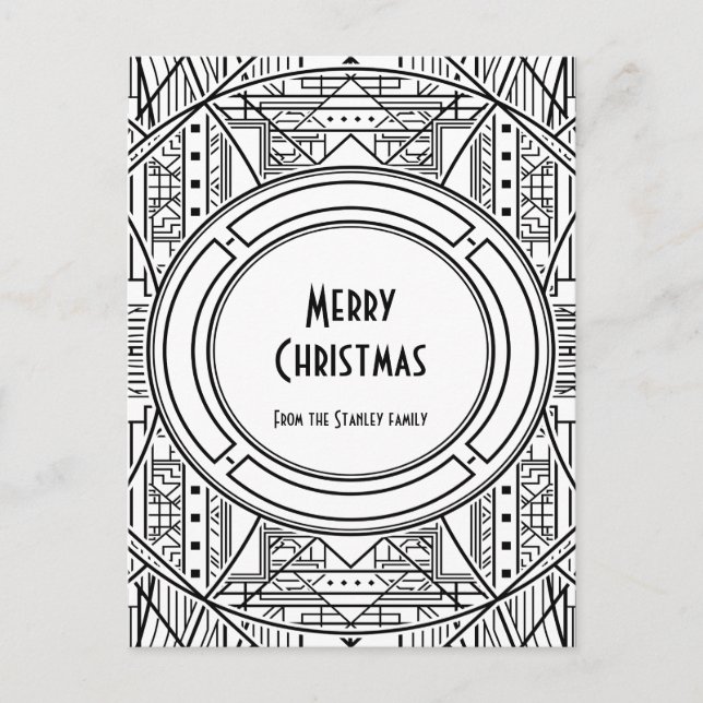 Cartão Postal Retro-arte deco Feliz Natal (Frente)