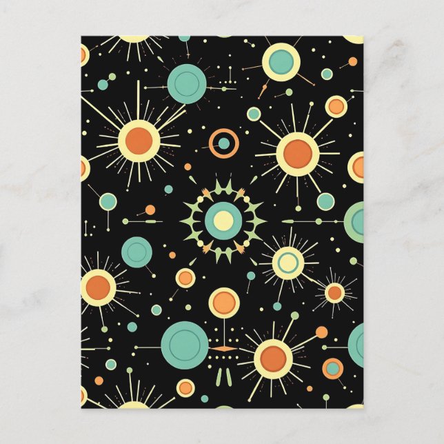 Cartão Postal Retro Atomic Starburst Midcentury Pattern (Frente)